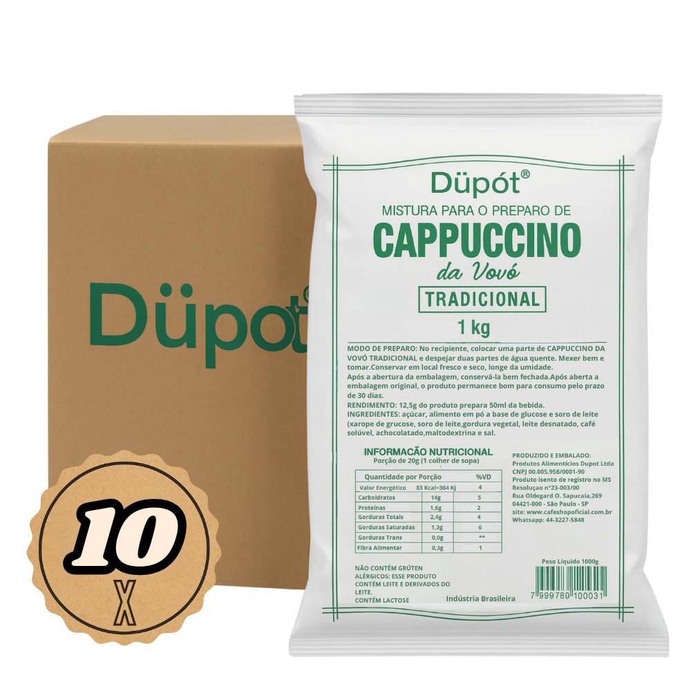 Kit 10 Cappuccino da Vovó Tradicional Düpot - Cx 10x1Kg