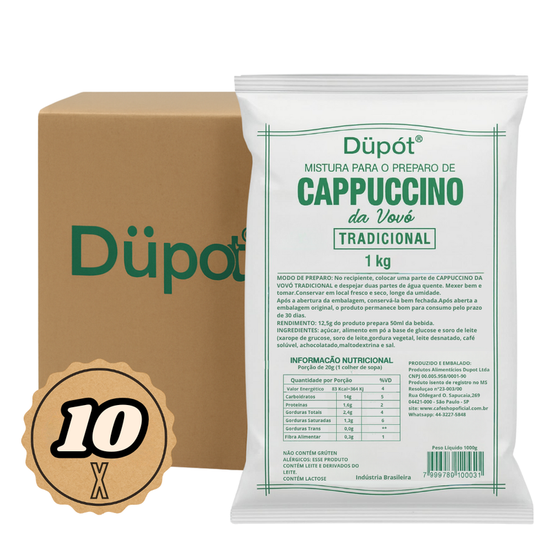 Kit 10 Cappuccino da Vovó Tradicional Düpot - Cx 10x1Kg
