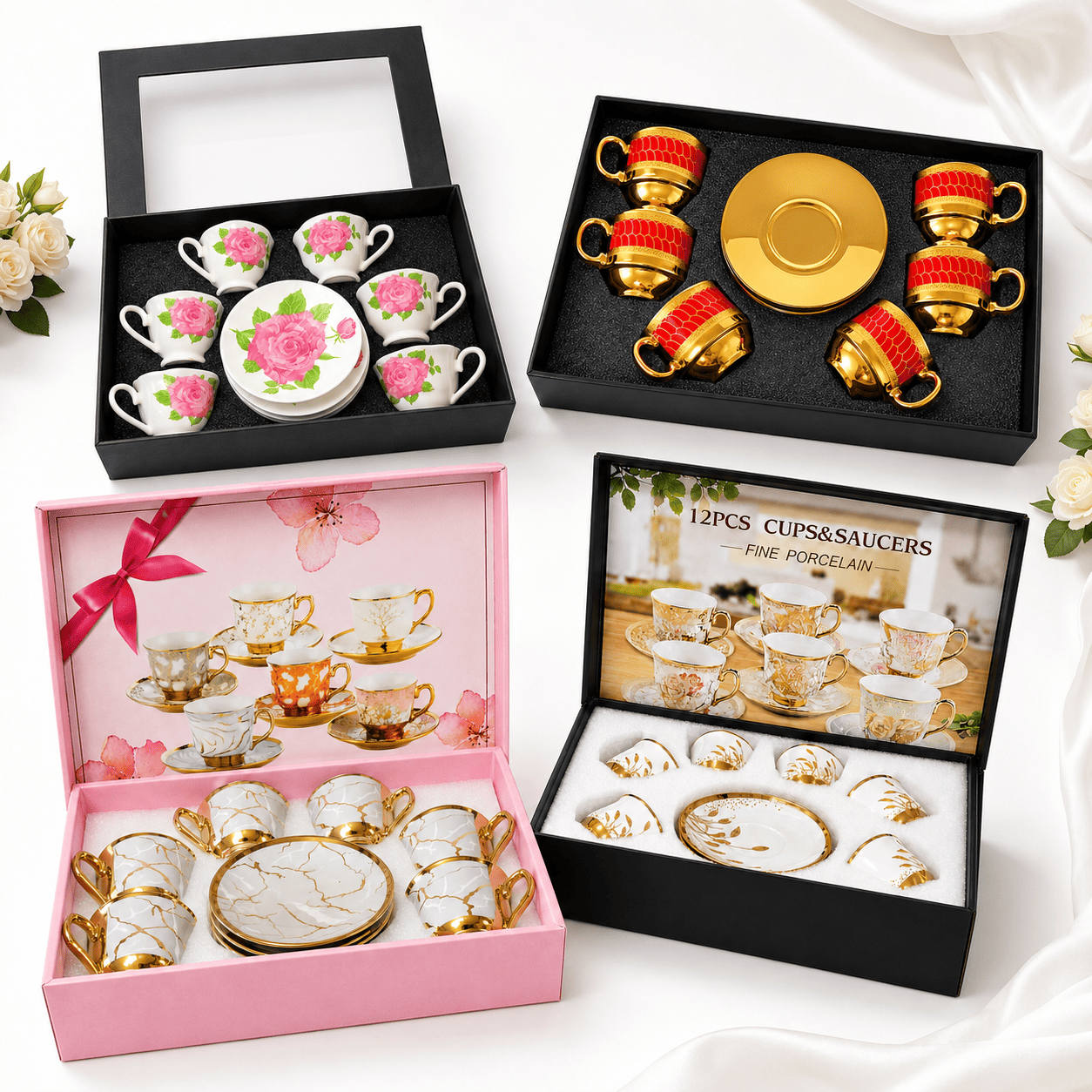 Conjunto Porcelana 6 Xícaras Variadas