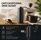 Moinho de Café Manual  Ajuste Moagem Lâminas Aço Preto