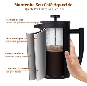 CAFETEIRA PRENSA FRANCESA MODUS PRETA AÇO INOX  DUPLO - 700ML