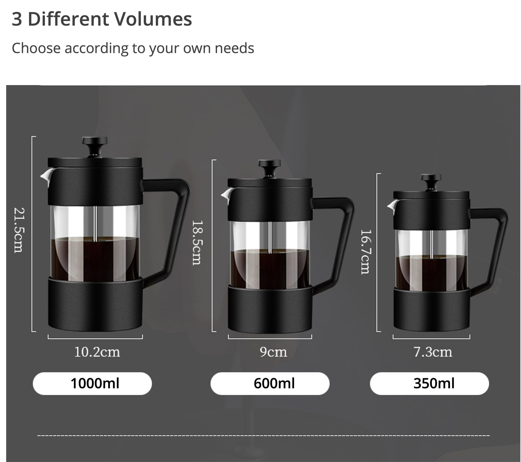 CAFETEIRA PRENSA FRANCESA PRETA 350 ml