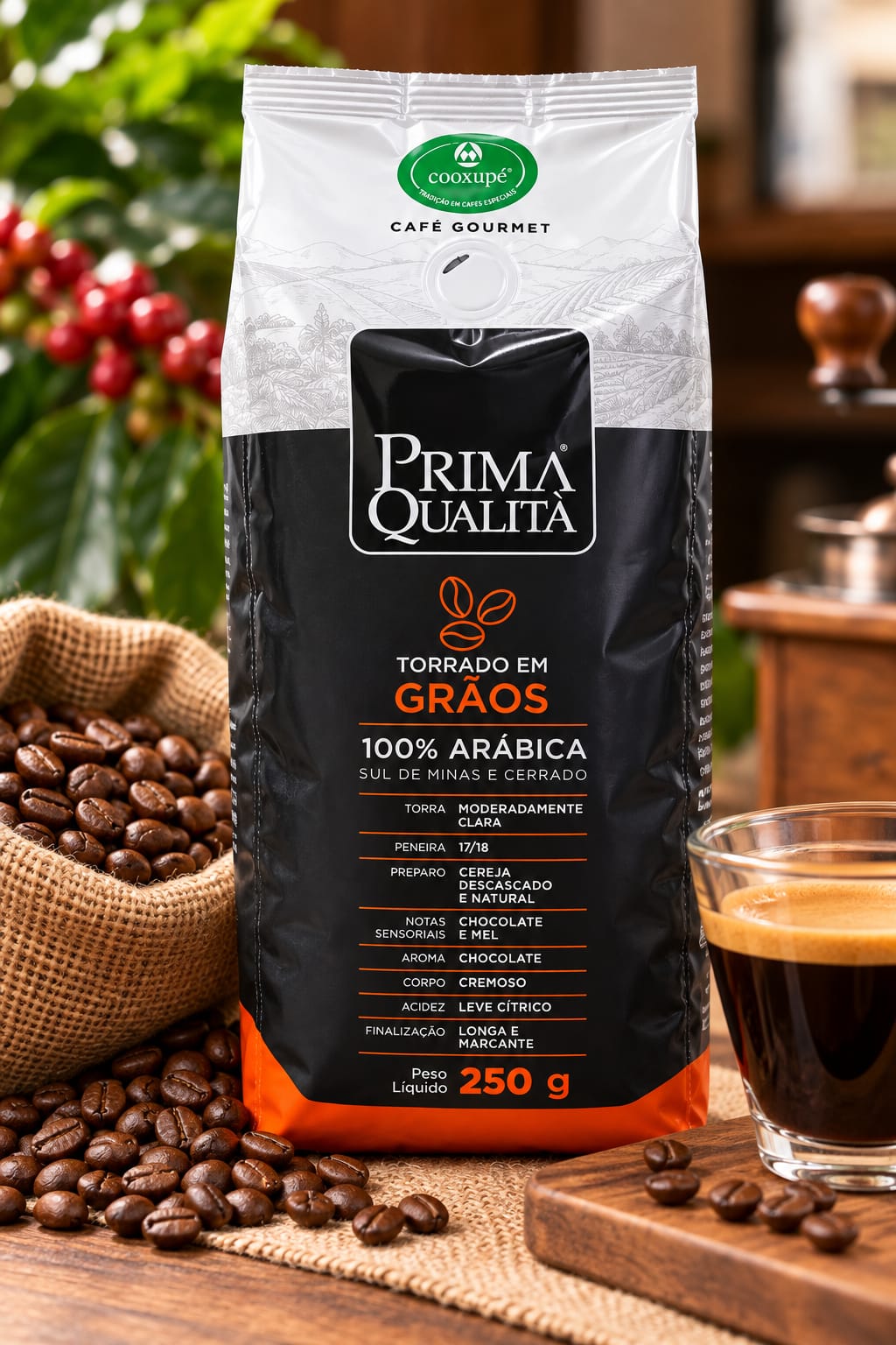 Café Prima Qualità Gourmet em Grãos 250g | 100% Arábica