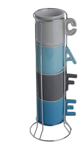 CJ 4 XICARAS CAFE PORCELANA C/SUPORTE LETTERS 70ml