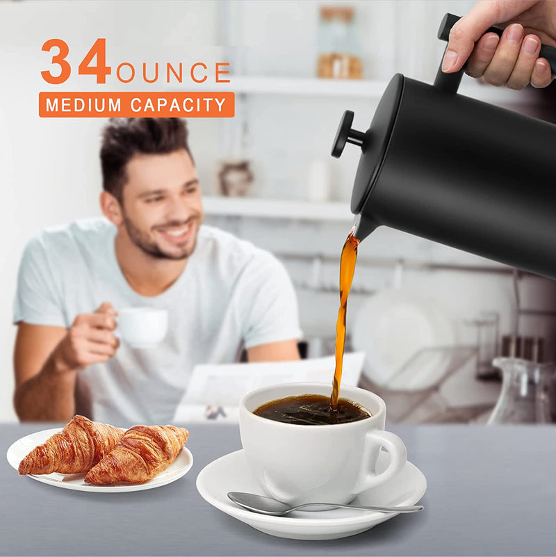 CAFETEIRA PRENSA FRANCESA MODUS PRETA AÇO INOX  DUPLO - 700ML