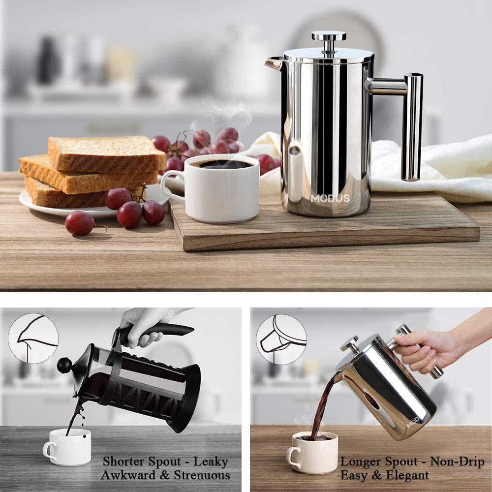 CAFETEIRA PRENSA FRANCESA MODUS AÇO INOX  DUPLO - 700ML