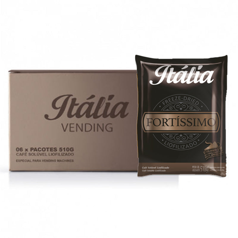 KIT CAFÉ SOLÚVEL LIOFILIZADO ITÁLIA FORTÍSSIMO 510G CX (6 UNID.)