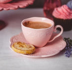 CJ 4 XICARAS CAFE PORCELANA C/PIRES BUTTERFLY ROSA 120ml