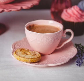 CJ 4 XICARAS CAFE PORCELANA C/PIRES BUTTERFLY ROSA 120ml