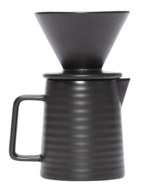 BULE C/SUPORTE P/FILTRO E TAMPA CERAMICA PRETA WOLFF 600ml