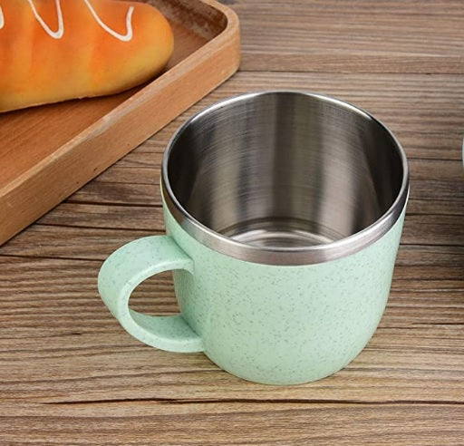 CANECA TÉRMICA VERDE INOX + PALHA TRIGO 220ML