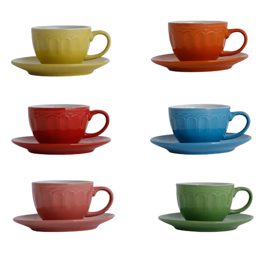 CJ 6 XICARAS CHÁ PORCELANA C/PIRES BON GOURMET MARY 220ml