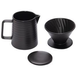 BULE C/SUPORTE P/FILTRO E TAMPA CERAMICA PRETA WOLFF 600ml