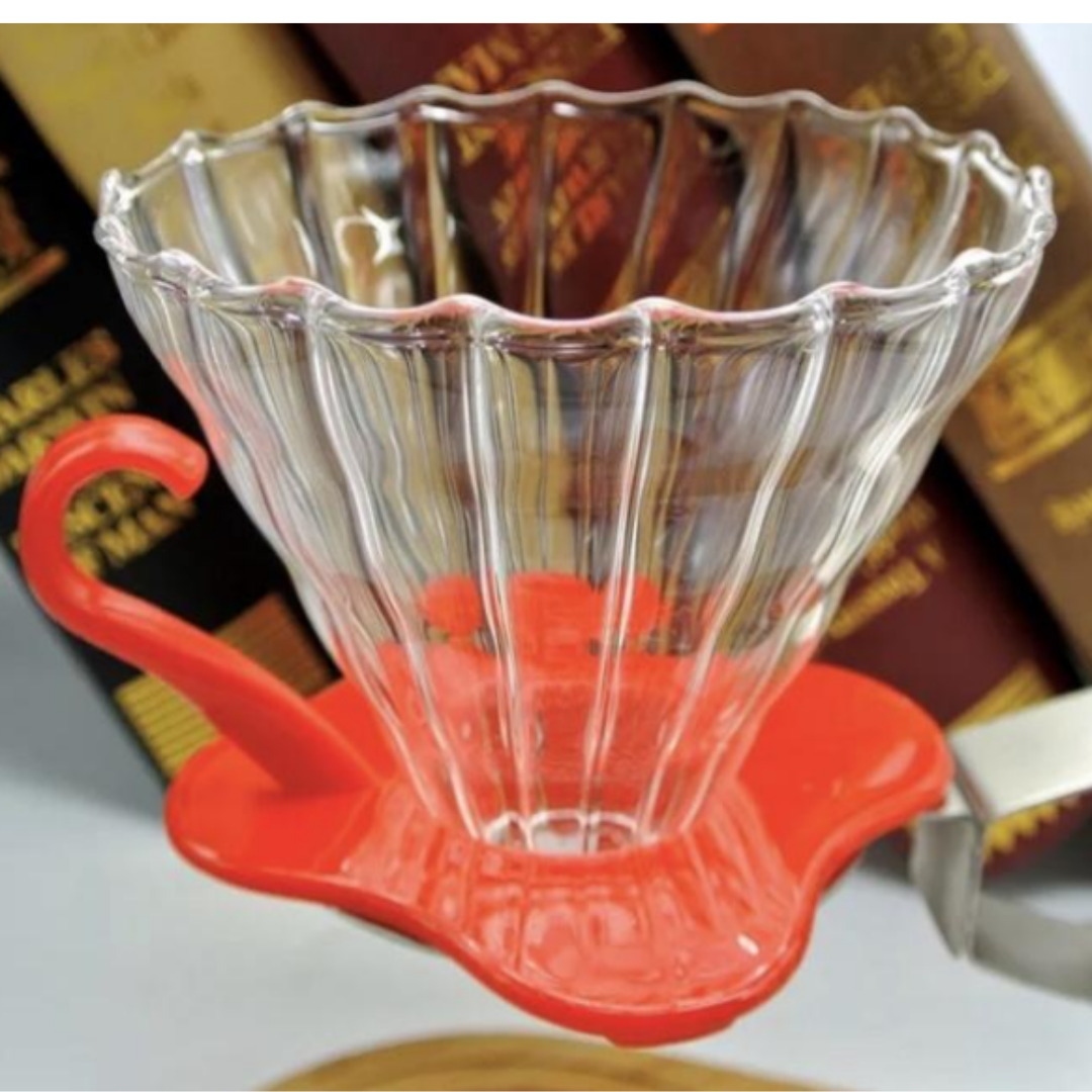 DRIPPER PARA FILTRO DE CAFÉ EM  VIDRO BASE VERM V60-02