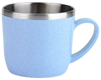CANECA TÉRMICA AZUL INOX + PALHA TRIGO 220ML