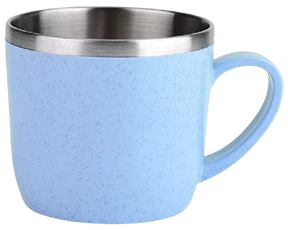 CANECA TÉRMICA AZUL INOX + PALHA TRIGO 220ML