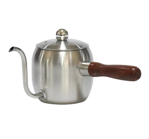 CHALEIRA BICO GANSO INOX CABO MADEIRA  - 500ML
