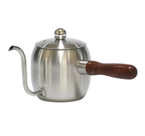 CHALEIRA BICO GANSO INOX CABO MADEIRA  - 500ML