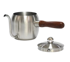 CHALEIRA BICO GANSO INOX CABO MADEIRA  - 500ML