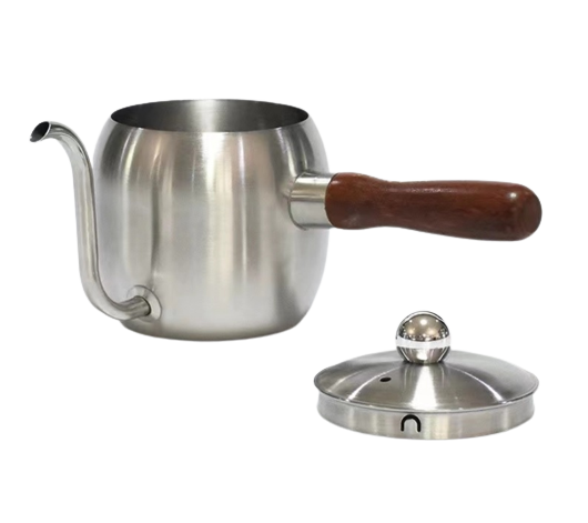 CHALEIRA BICO GANSO INOX CABO MADEIRA  - 500ML