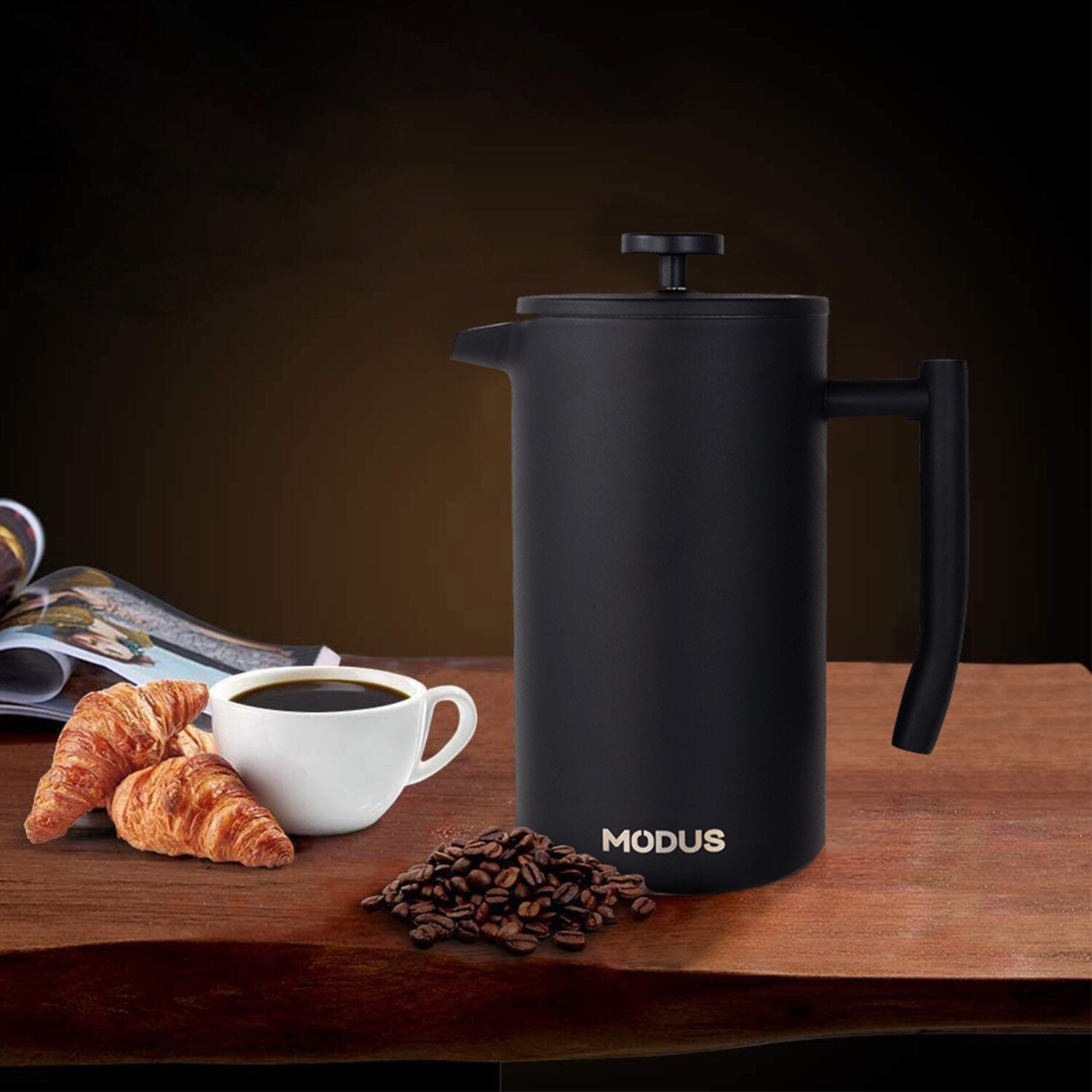 CAFETEIRA PRENSA FRANCESA MODUS PRETA AÇO INOX  DUPLO - 700ML