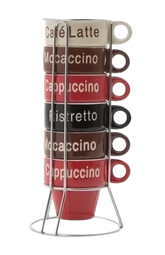 CJ 6 XICARAS CAFE PORCELANA C/SUPORTE NAMES 70ml