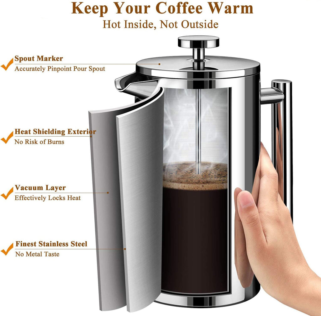 CAFETEIRA PRENSA FRANCESA MODUS AÇO INOX  DUPLO - 700ML