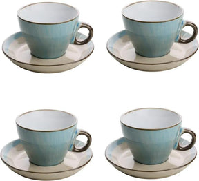 CJ 4 XICARAS CERAMICA P/ CAFE C/ PIRES ORGANIC AZUL - 100ML