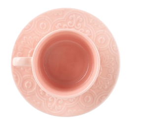 CJ 04 XICARA DE PORCELANA CAFE C/ PIRES TILES BLUSH - 80ML