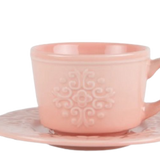 CJ 04 XICARA DE PORCELANA CAFE C/ PIRES TILES BLUSH - 80ML