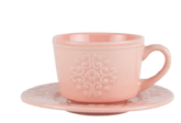 CJ 04 XICARA DE PORCELANA CAFE C/ PIRES TILES BLUSH - 80ML