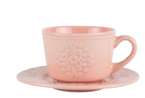 CJ 04 XICARA DE PORCELANA CAFE C/ PIRES TILES BLUSH - 80ML