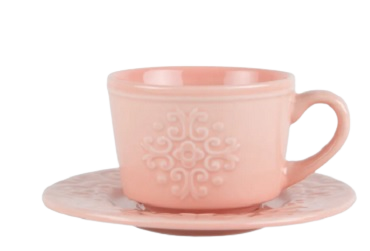 CJ 04 XICARA DE PORCELANA CAFE C/ PIRES TILES BLUSH - 80ML